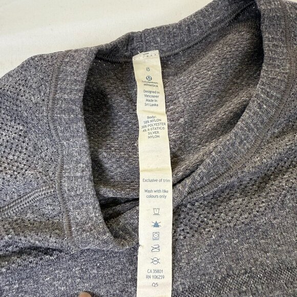 Lululemon Swiftly Tech Long Sleeve Heathered Black Gray Sz 8 - Picture 2 of 8